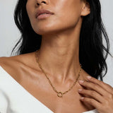 MUCHV gold link chain charm holder necklace 45cm, UK version