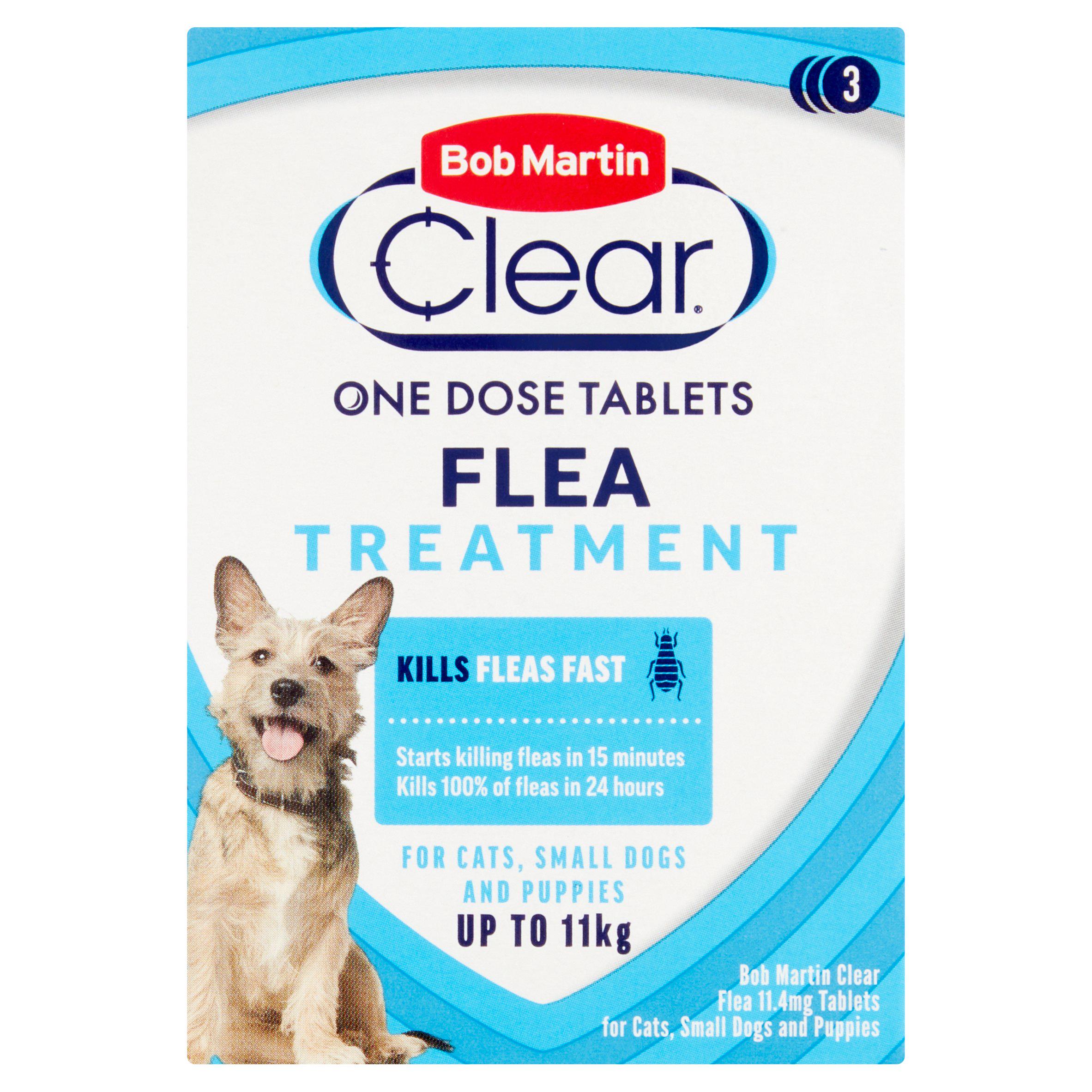 Bob Martin Clear Flea Tablets For Cats Small Dogs & Puppies Treatment x3 11.4mg GOODS Sainsburys   