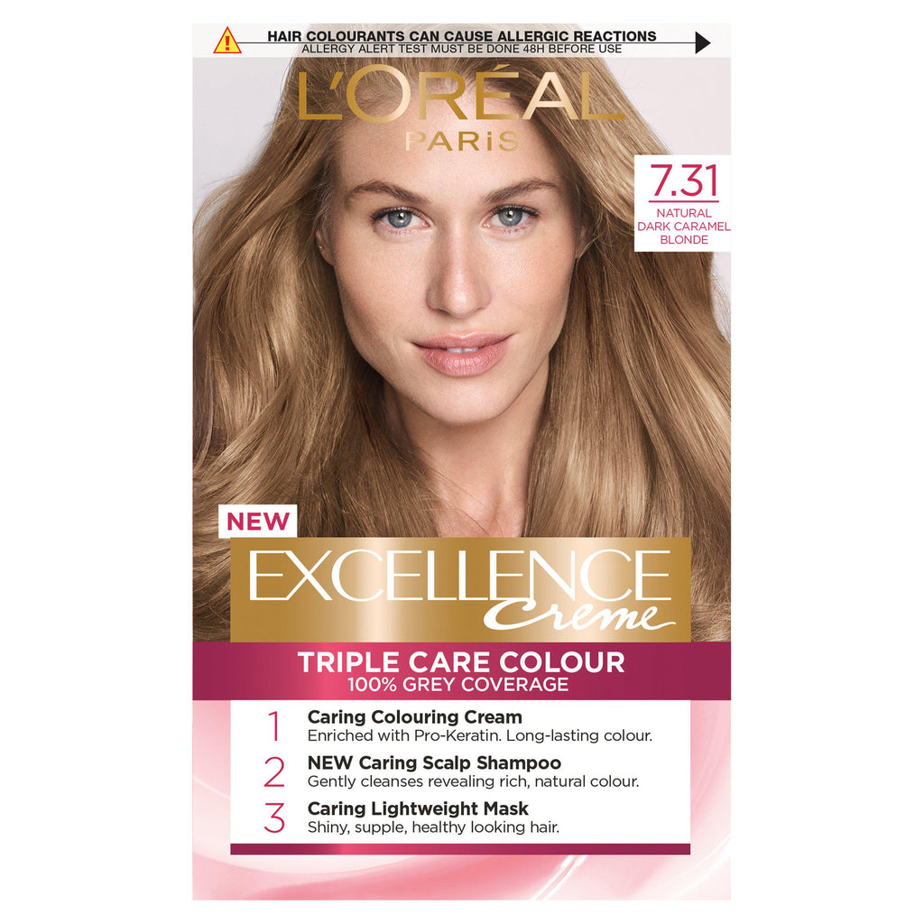 L'Oreal Excellence 7.31 Natural Dark Caramel Blonde Permanent Hair Dye