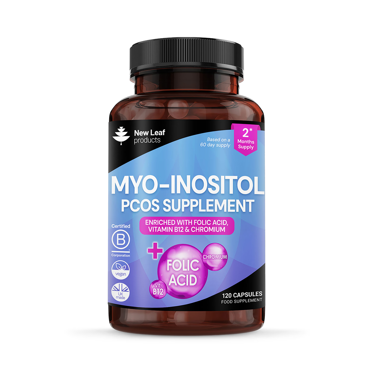 New Leaf Myo Inositol capsules 120 count (British brand)
