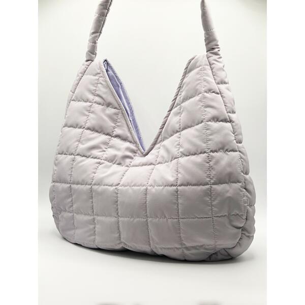 SVNX soft quilted shoulder bag pearl grey, imported from the UK