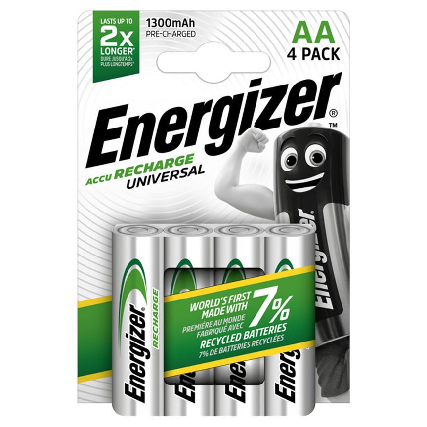 Energizer Recharge Universal AA Rechargeable Batteries General Household ASDA   