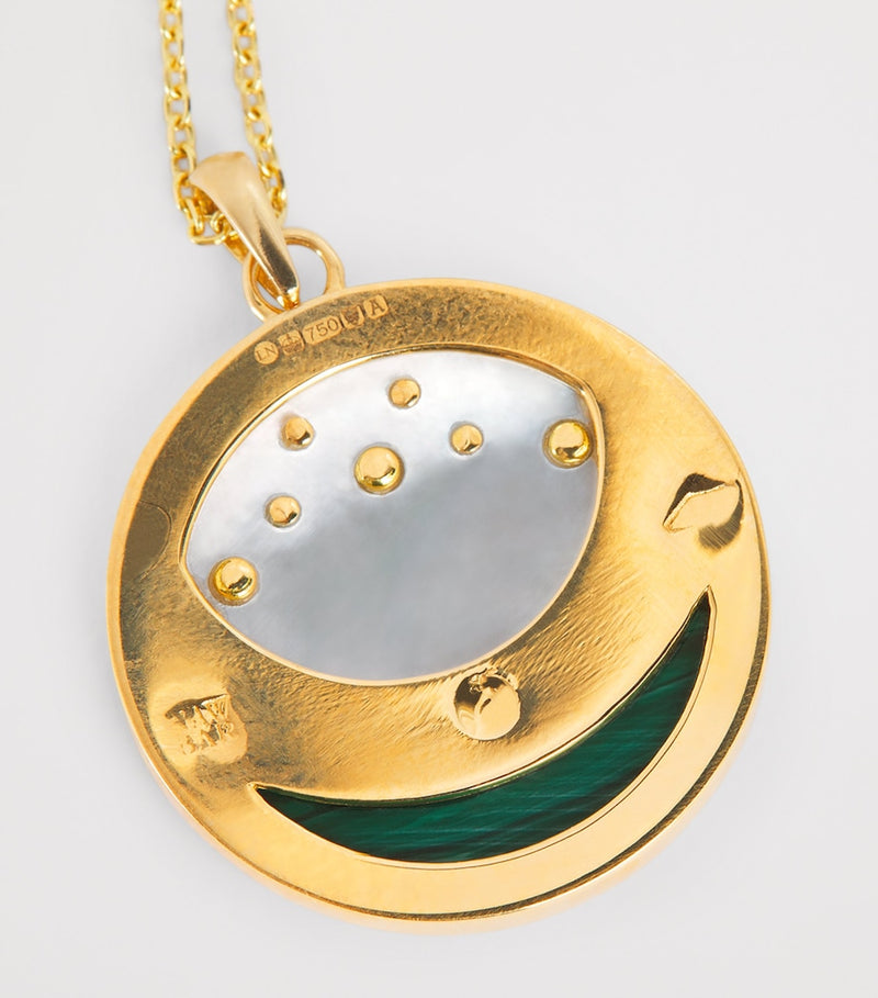 L'Atelier Nawbar Lotus Moon necklace with diamonds and malachite, UK version