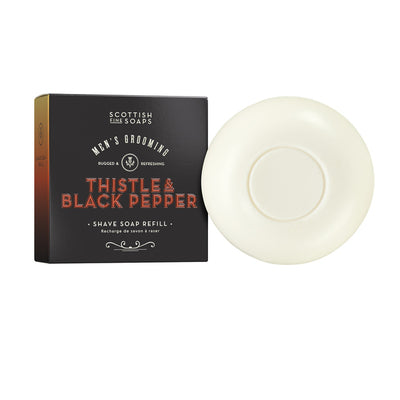 Superdrug Scottish Fine Soaps Thistle & Black Pepper Shave Soap Shaving Refill 100g- Buy online at McGrocer