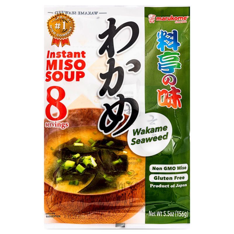 Marukome miso soup wakame seaweed and green onion, imported from the UK