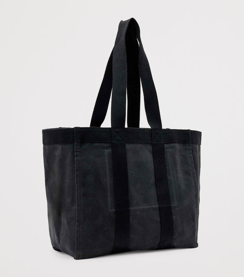 AllSaints Layo tote bag organic cotton canvas, imported from the UK