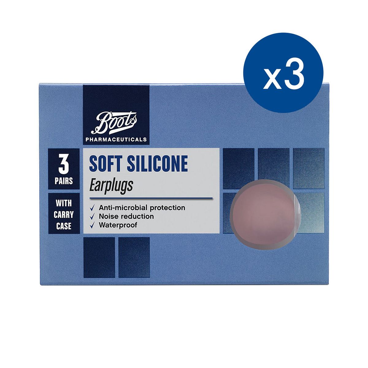 Boots Soft Silicone Earplugs - 3 Pairs x 3 Bundle Suncare & Travel Boots   