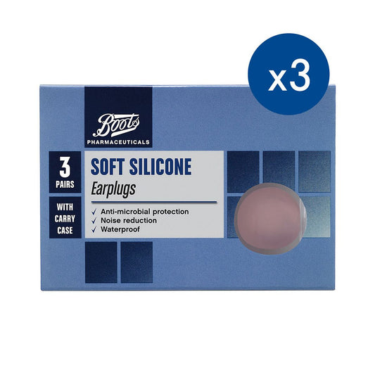 Boots Soft Silicone Earplugs - 3 Pairs x 3 Bundle Suncare & Travel Boots   