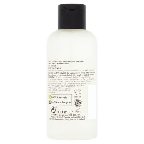 Superdrug Natural Coconut and White Peach Shower Gel 100ML