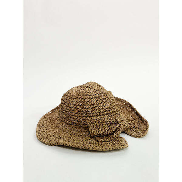SVNX bowknot straw sun hat brown - British product