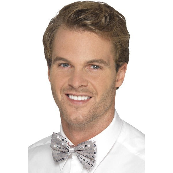 Smiffys sequin bow tie silver, UK version