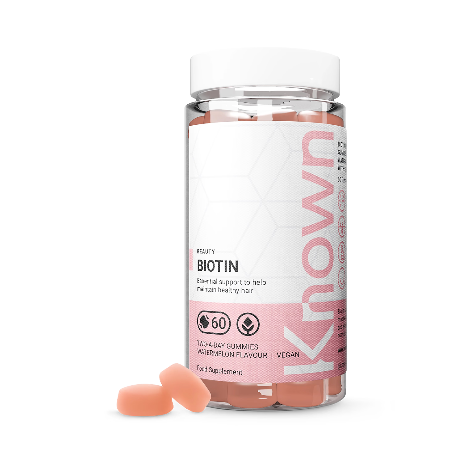 Known Nutrition biotin gummies watermelon flavour 60 gummies, UK version