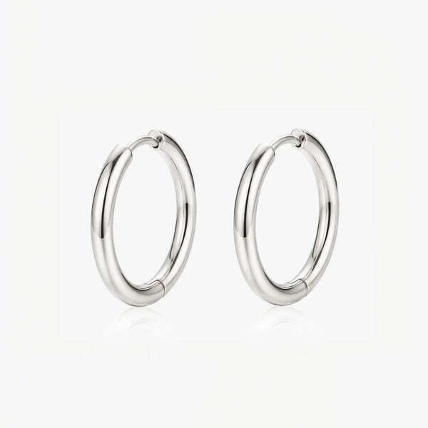 MUCHV silver solid hoop earrings 20mm (British brand)