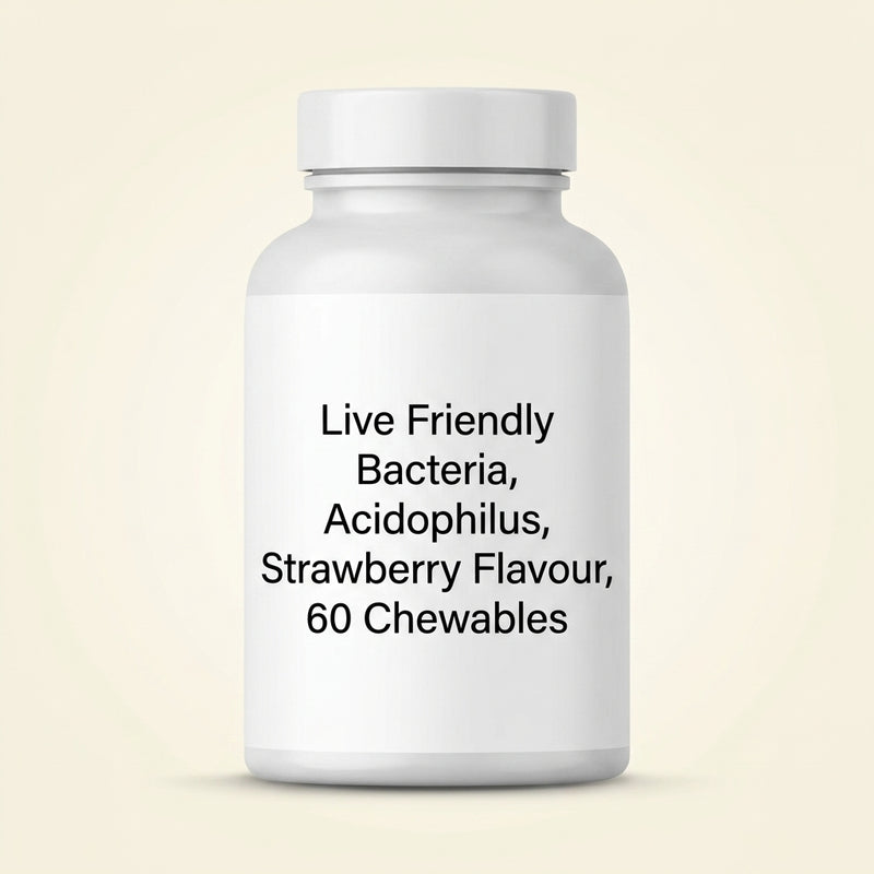 Holland & Barrett strawberry probiotic chewable tablets 60 count (British brand)