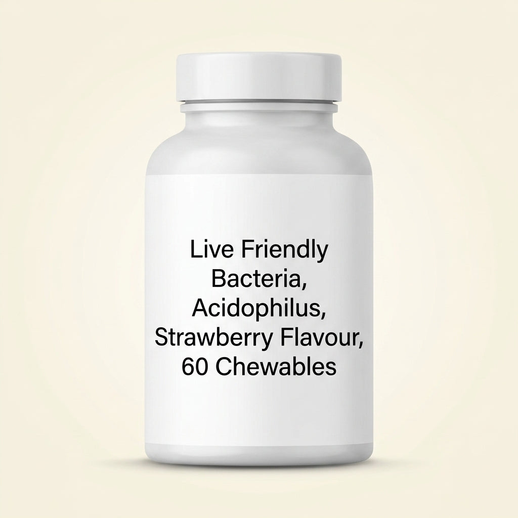 Holland & Barrett strawberry probiotic chewable tablets 60 count (British brand)