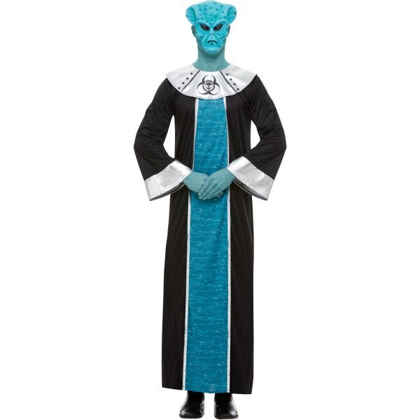 Smiffys adult alien costume blue robe with EVA mask, UK version