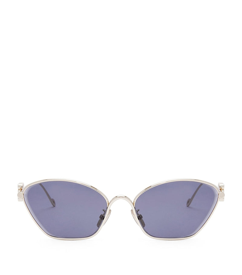LOEWE hexagonal sunglasses silver metal blue tinted lenses (British brand)