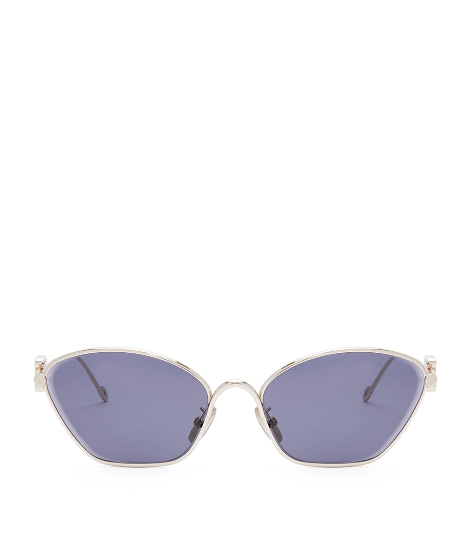 LOEWE hexagonal sunglasses silver metal blue tinted lenses (British brand)