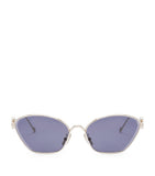LOEWE hexagonal sunglasses silver metal blue tinted lenses (British brand)