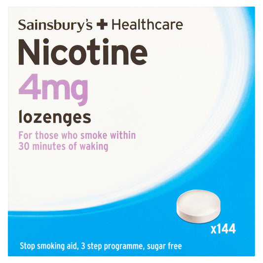 Sainsbury's + Healthcare Nicotine 4mg Lozenges 144 Tablets smoking control Sainsburys   