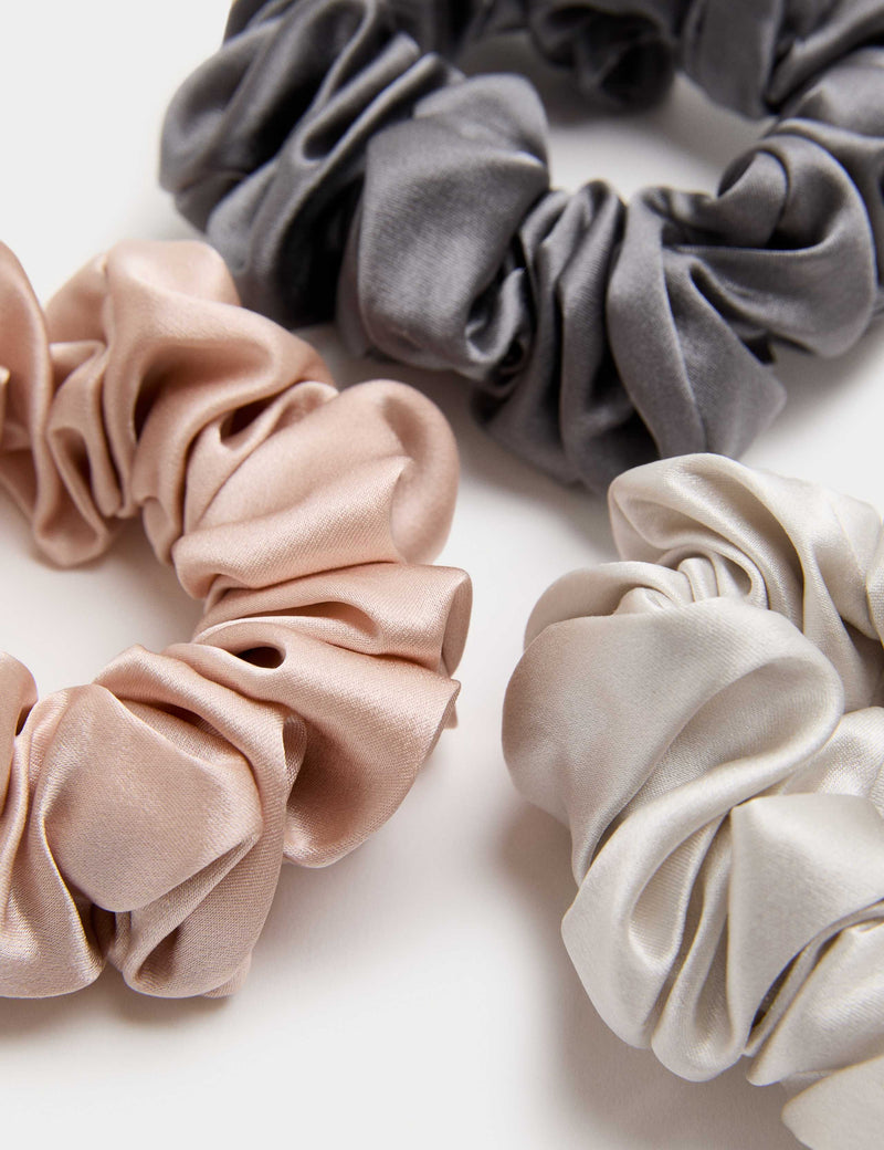 M&S Chunky Scrunchies 100% Mulberry Silk 3pk - British product