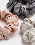 M&S Chunky Scrunchies 100% Mulberry Silk 3pk - British product