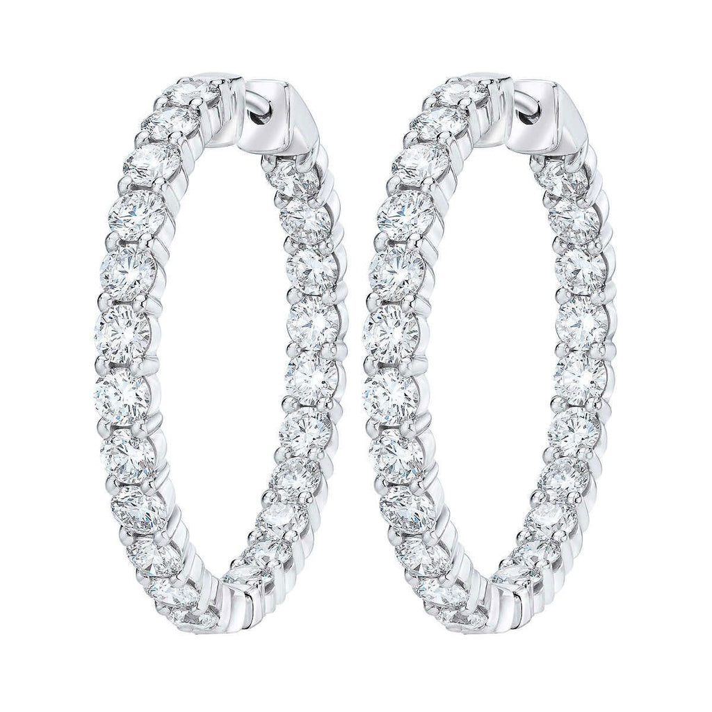 4.00ctw Round Brilliant Cut Diamond Inside Outside Hoop Earrings, 14ct White Gold