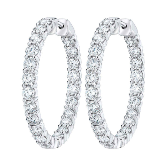 4.00ctw Round Brilliant Cut Diamond Inside Outside Hoop Earrings, 14ct White Gold