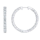 4.00ctw Round Brilliant Cut Diamond Inside Outside Hoop Earrings, 14ct White Gold