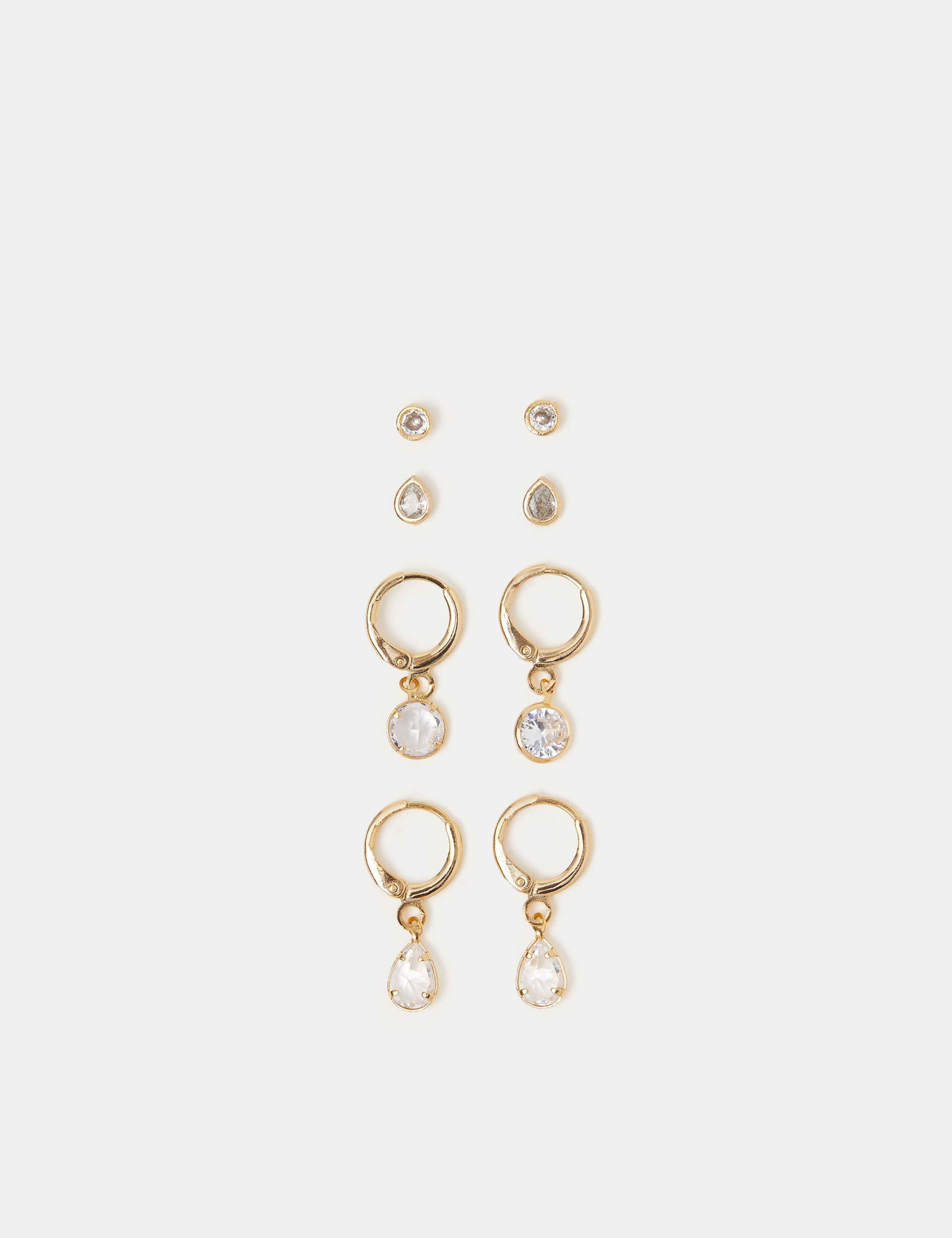 Accessorize gold plated earrings set 4 pack, imported from the UK