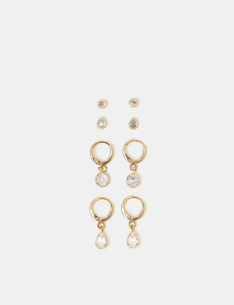 Accessorize gold plated earrings set 4 pack, imported from the UK