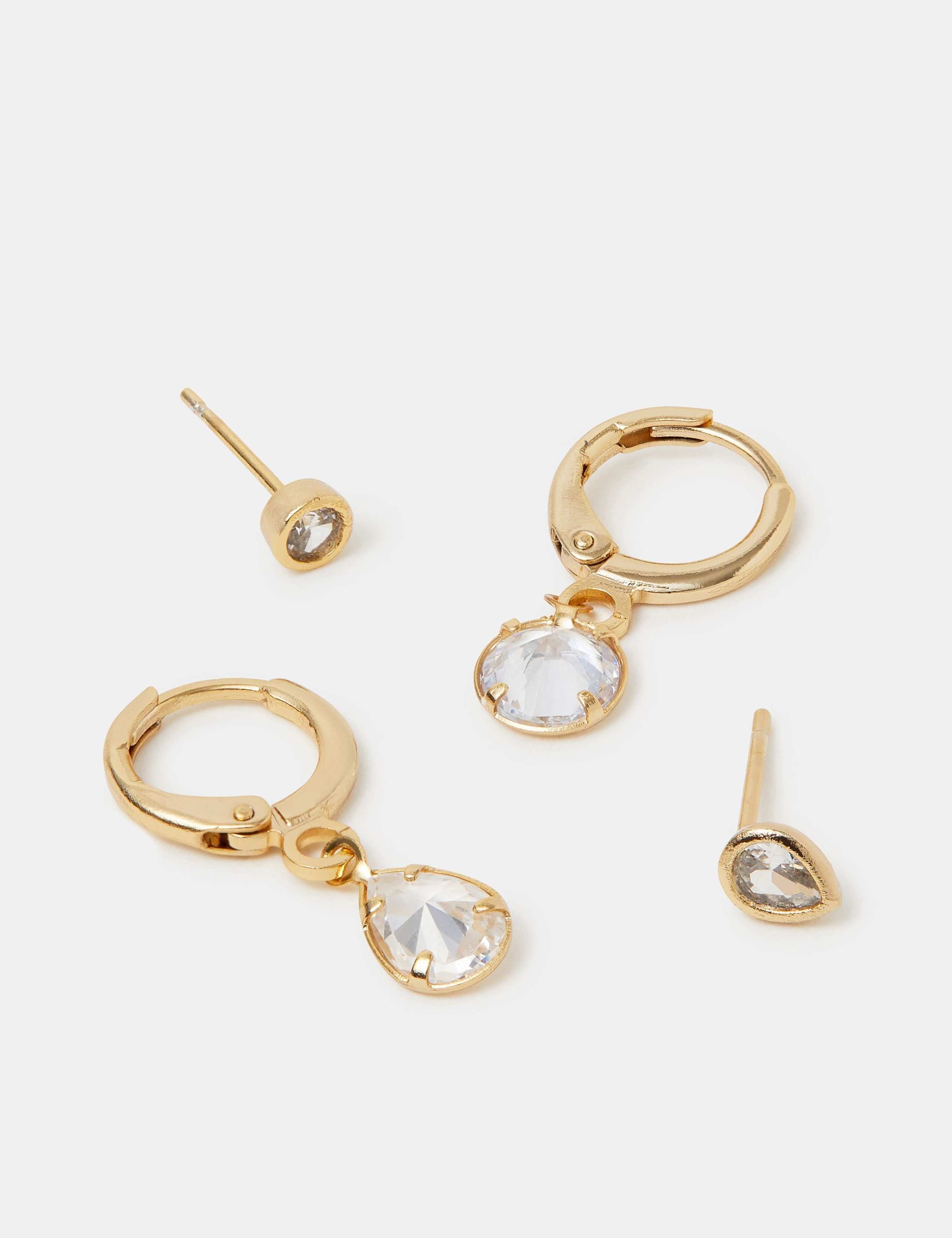Accessorize gold plated earrings set 4 pack, imported from the UK