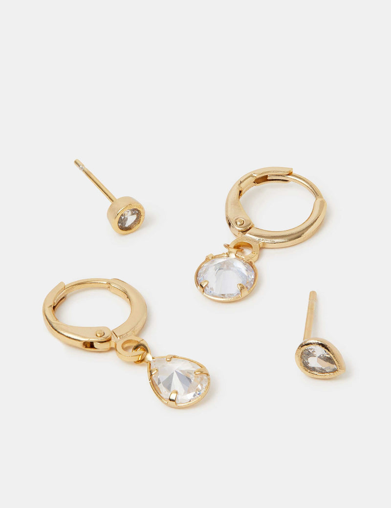 Accessorize gold plated earrings set 4 pack, imported from the UK