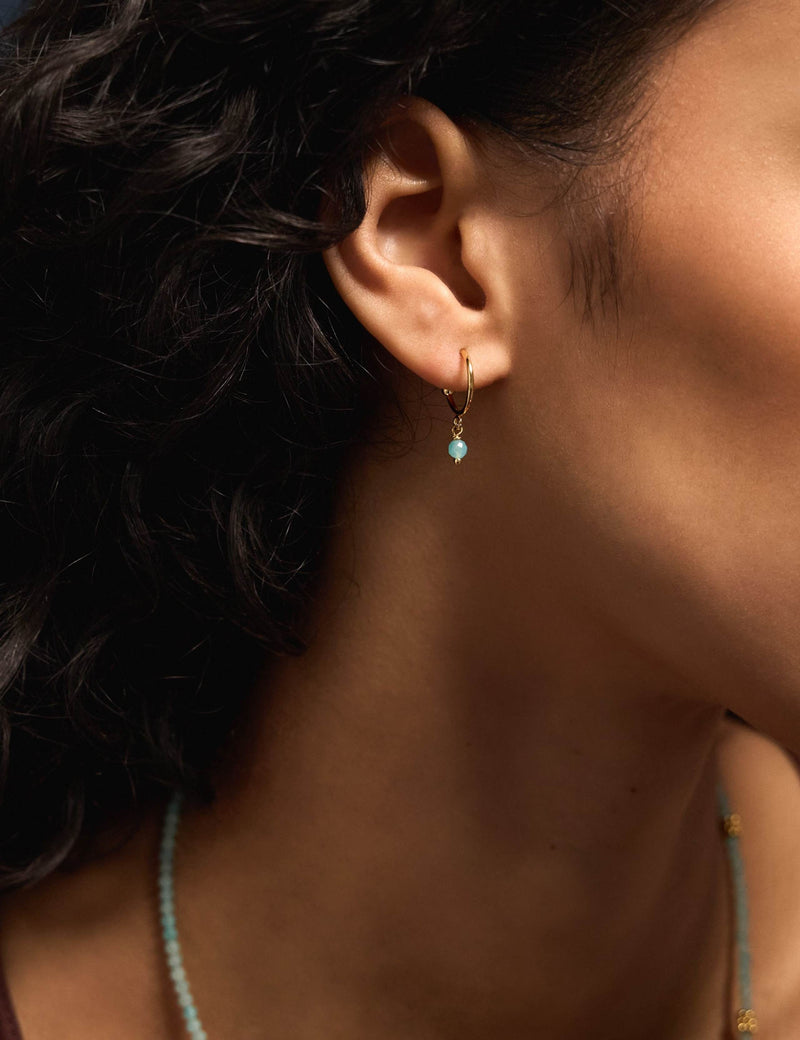 Accessorize gold plated hoop earrings set with semi-precious stones, imported from the UK