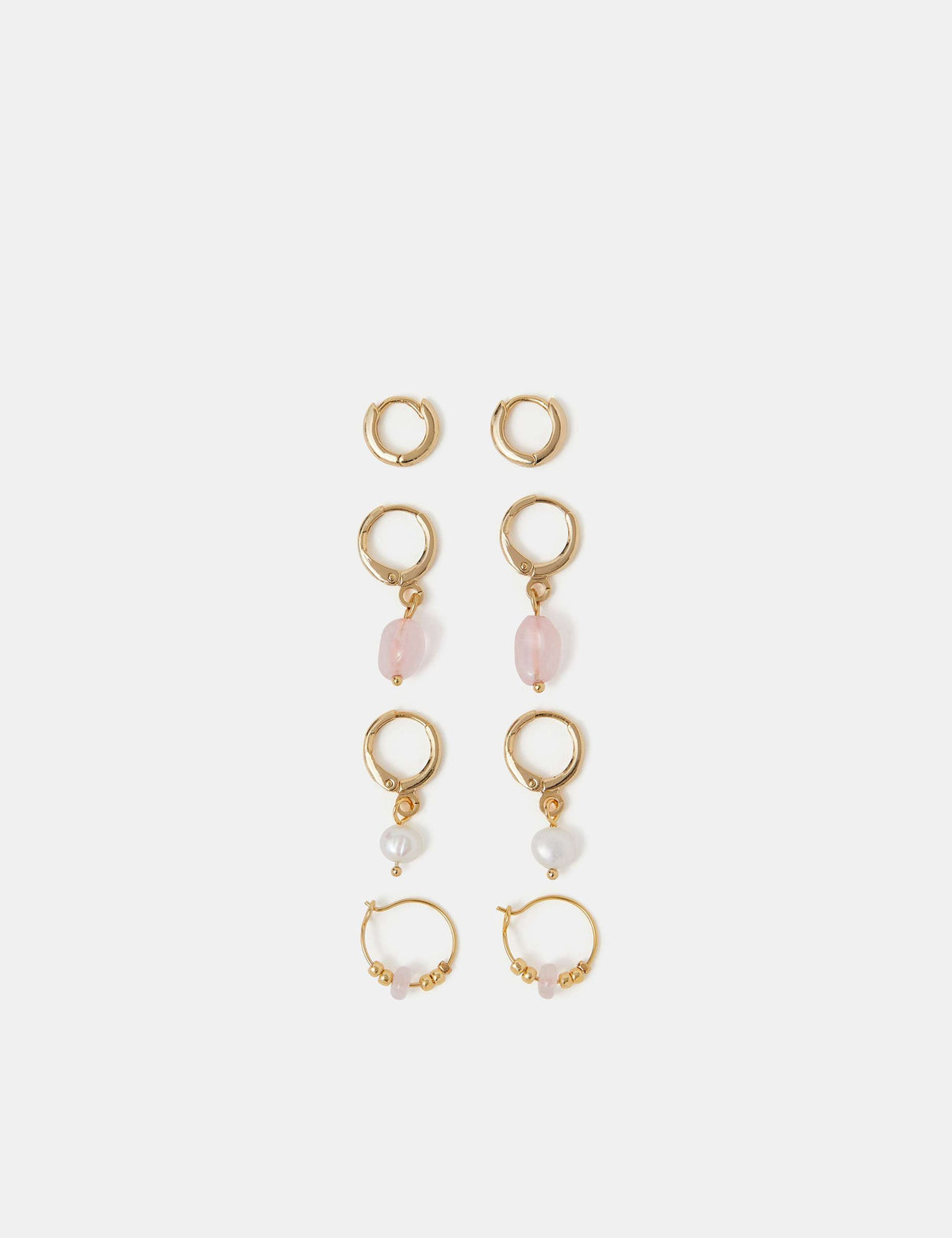 Accessorize 4 pack gold plated hoop earrings set, imported from the UK
