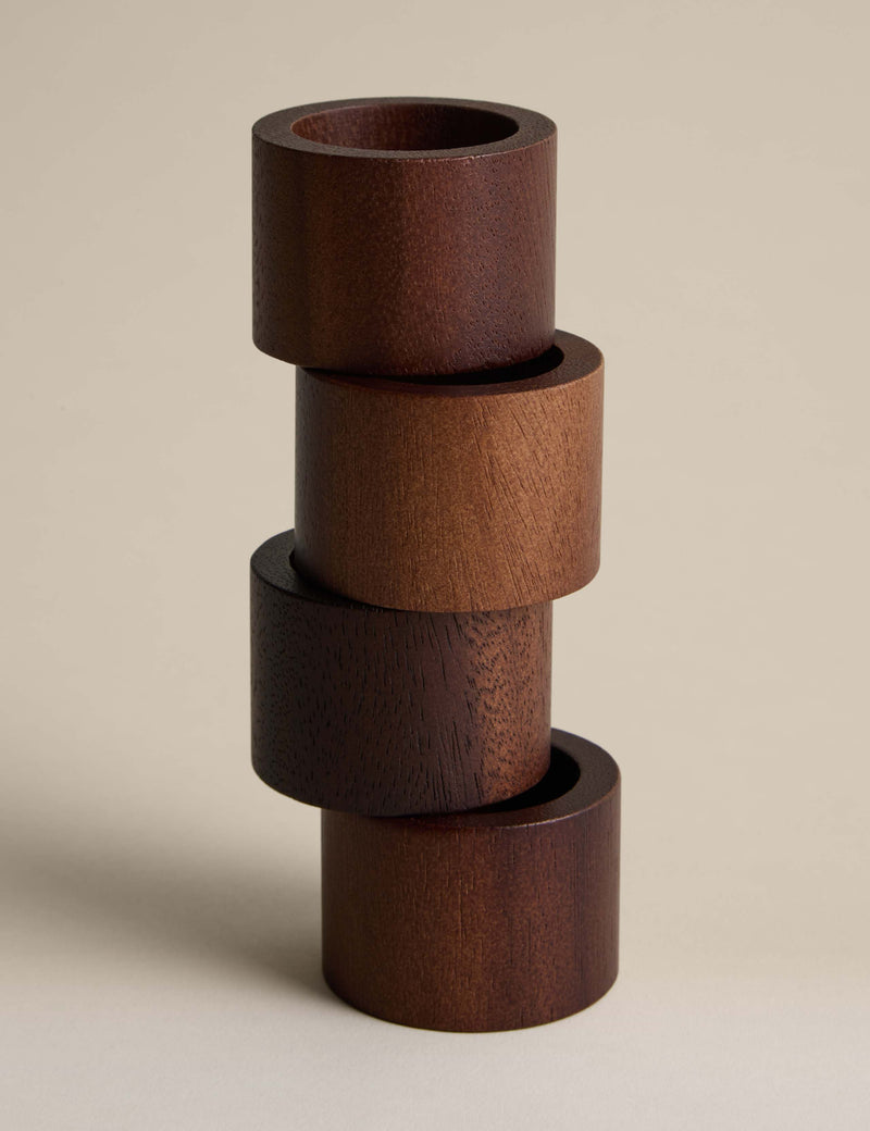 Acacia wood napkin rings 4 pack (British brand)