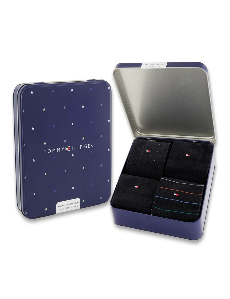Tommy Hilfiger cotton rich socks gift tin 4 pack - British product