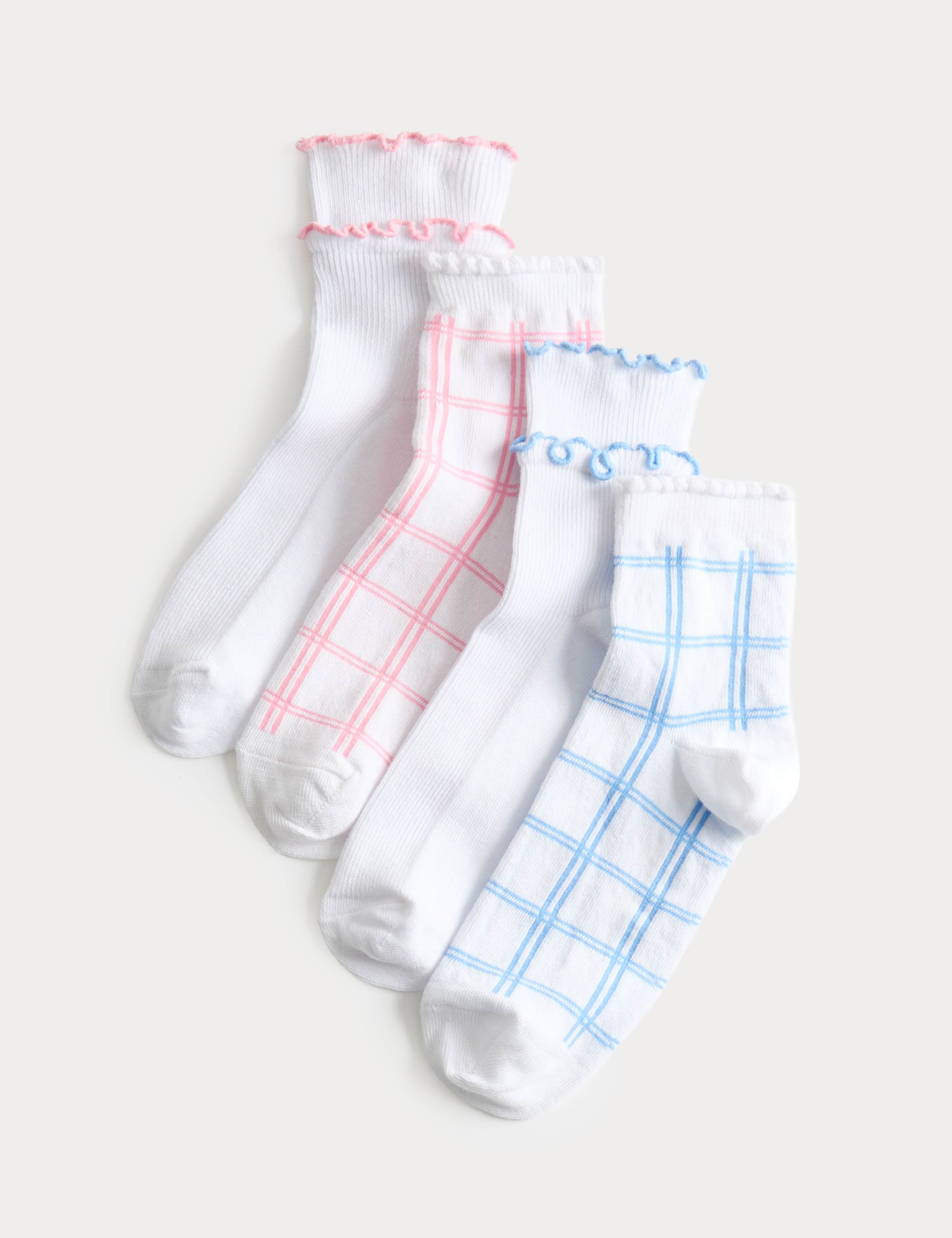 Check frill socks 4 pack sizes 6 Small-7 Large - British product