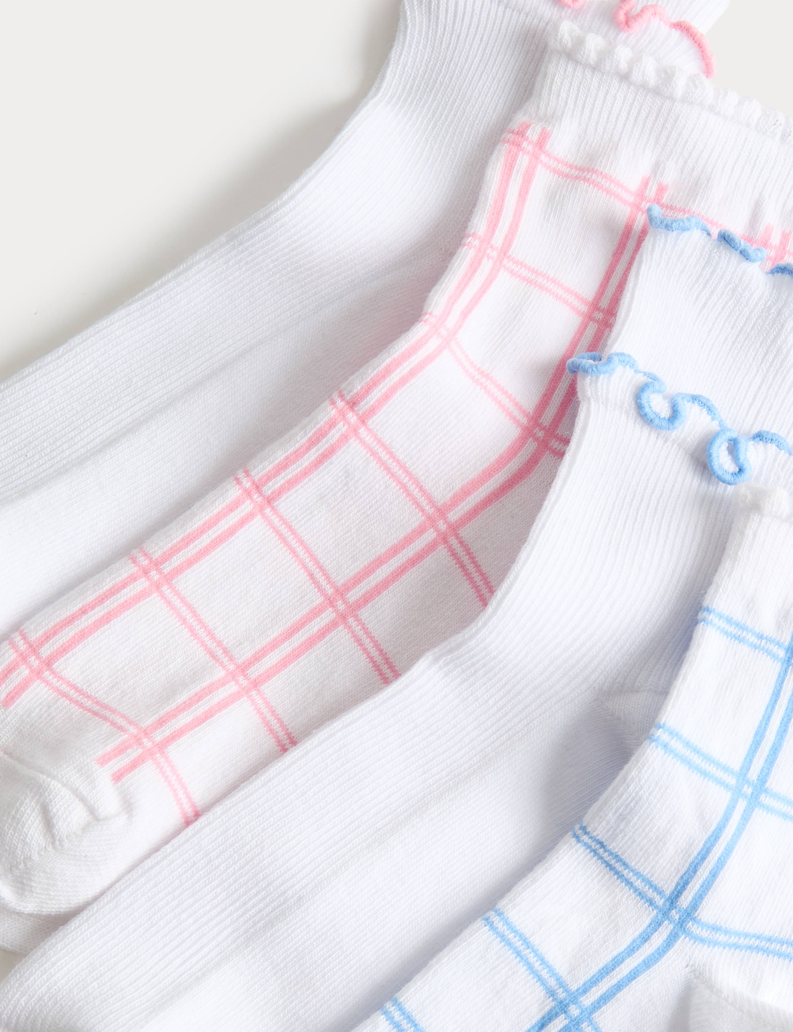 Check frill socks 4 pack sizes 6 Small-7 Large - British product