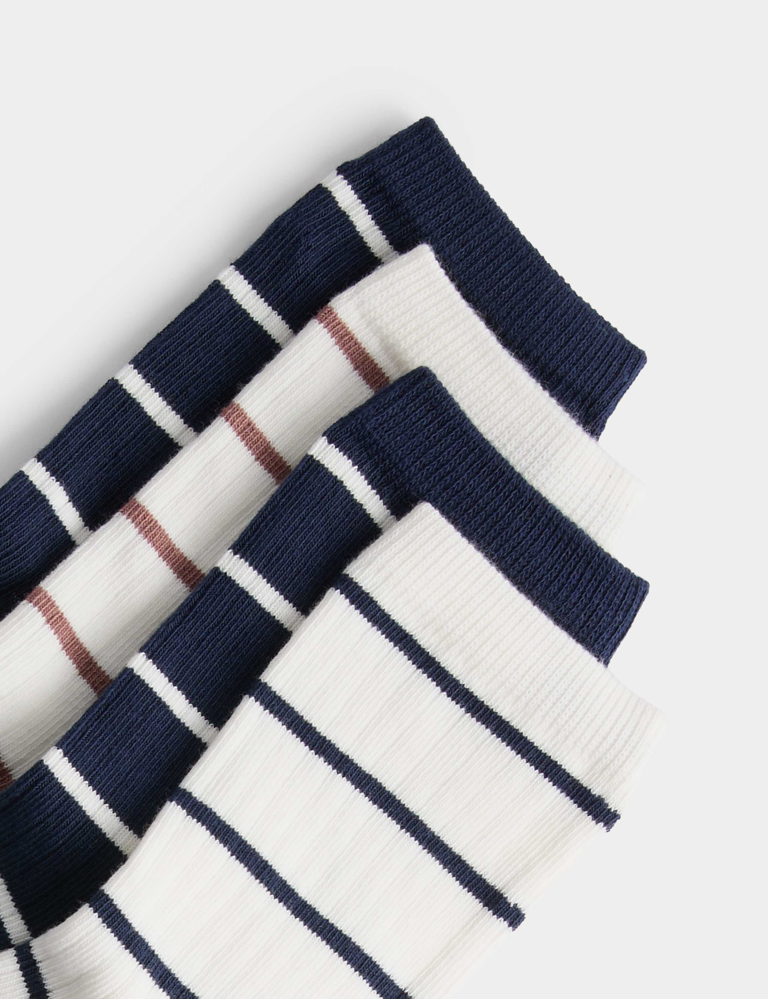 Ankle socks coloured rib stripe pack of 4, imported from the UK