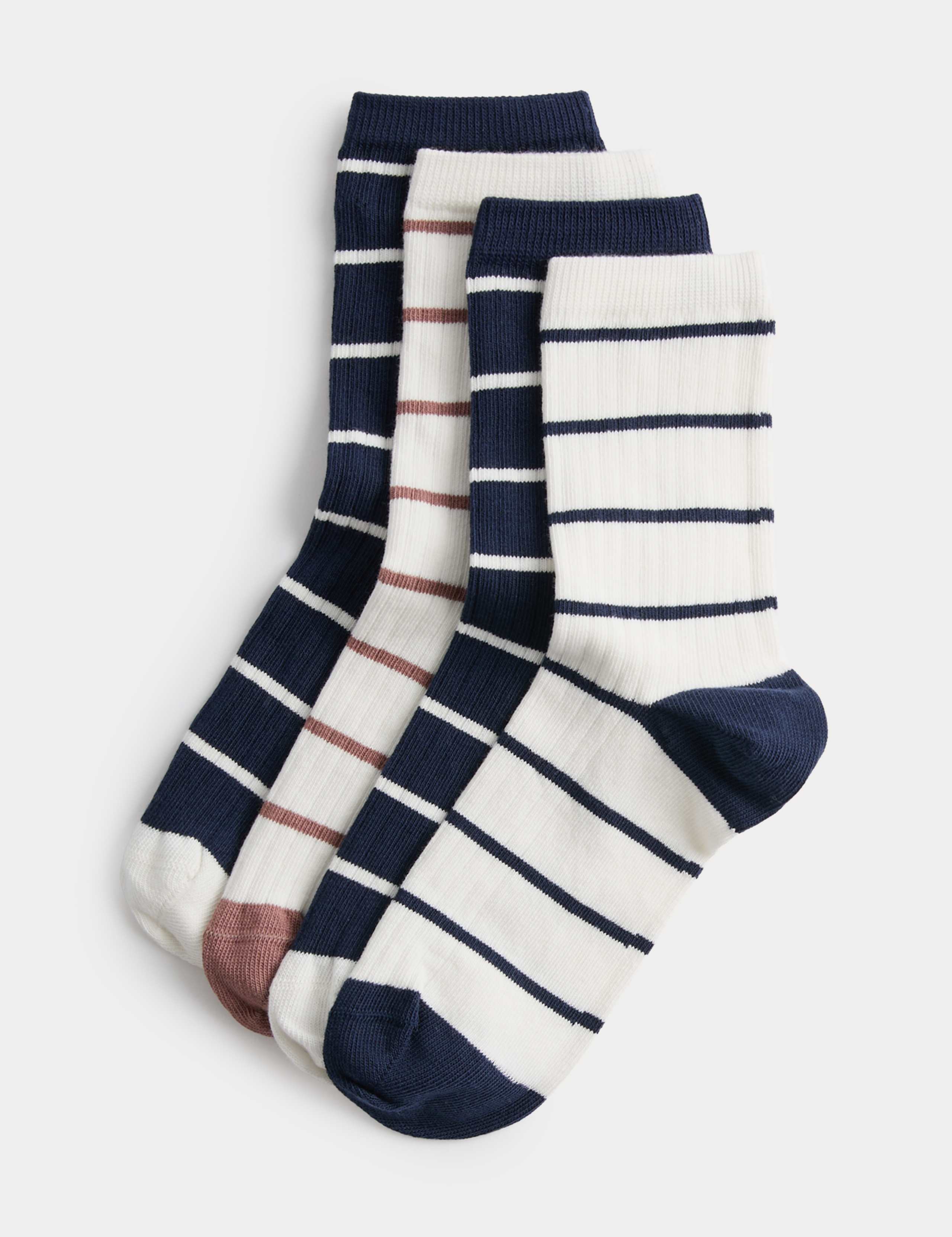 Ankle socks coloured rib stripe pack of 4, imported from the UK