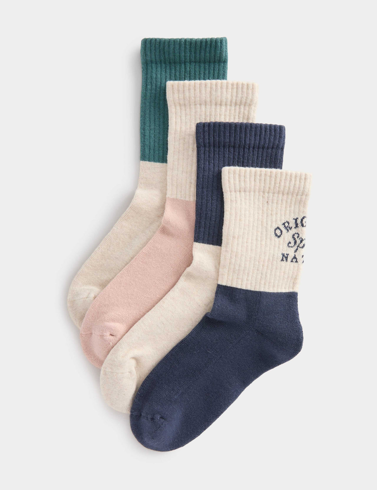 Cotton rich sports socks 4 pack contrast design, UK version
