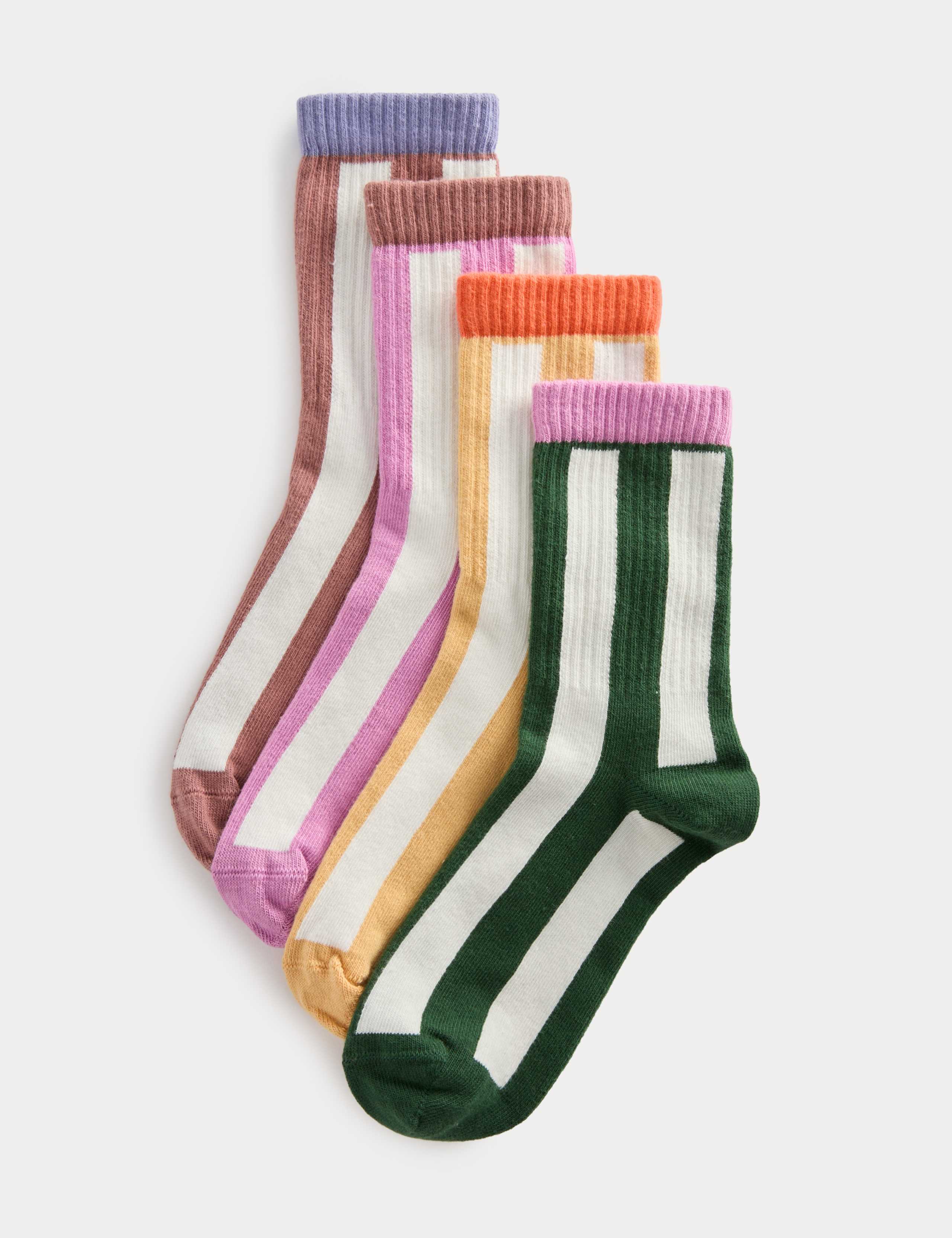 Cotton rich vertical stripe socks 4 pack - British product