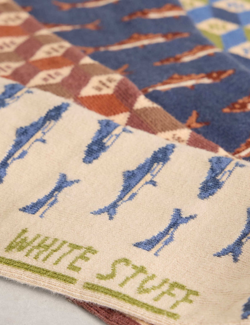 White Stuff baumwollreiche Fischmuster Socken 4er Packung, UK-Version
