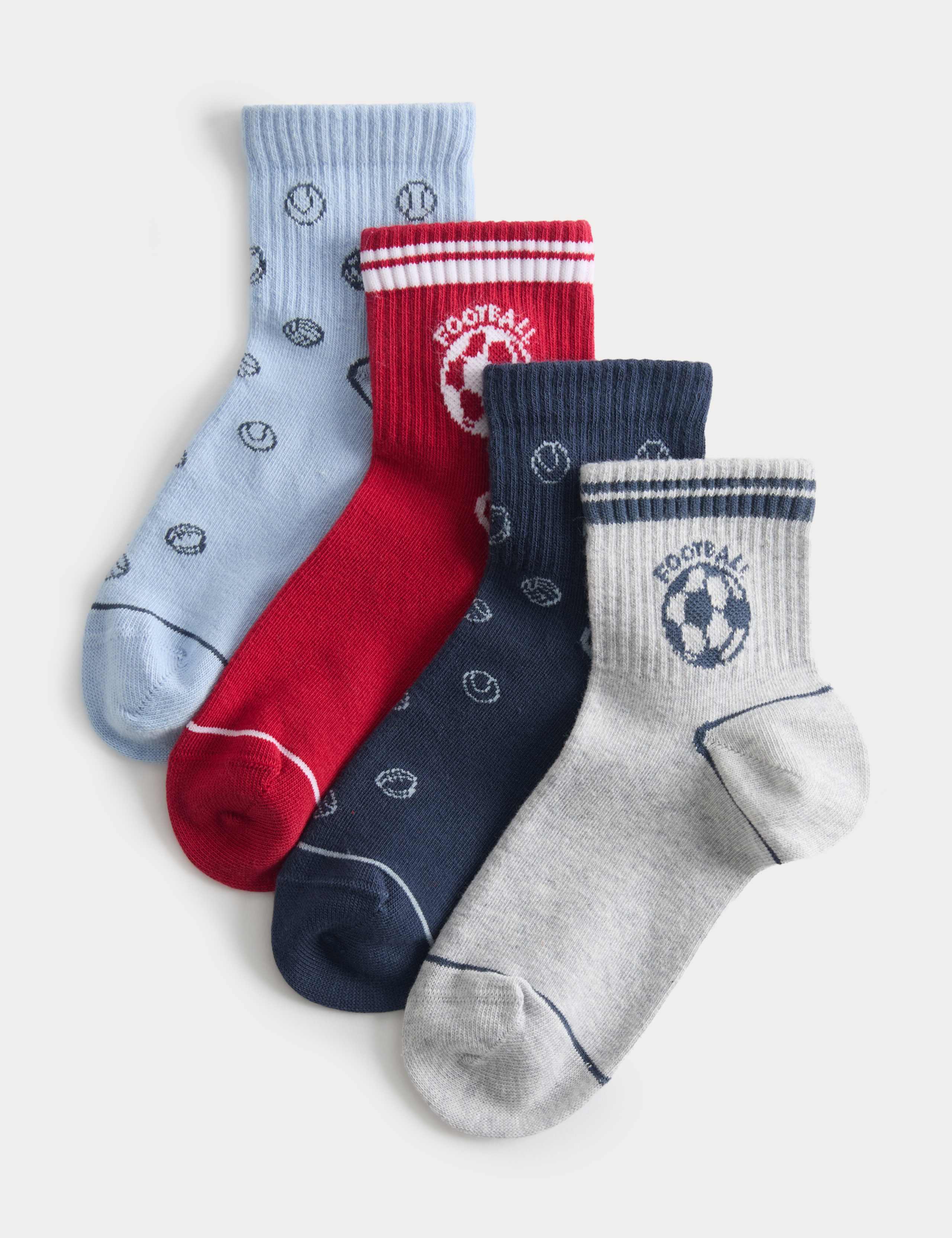 Cotton rich football socks 4 pack sizes 6-7, imported from the UK