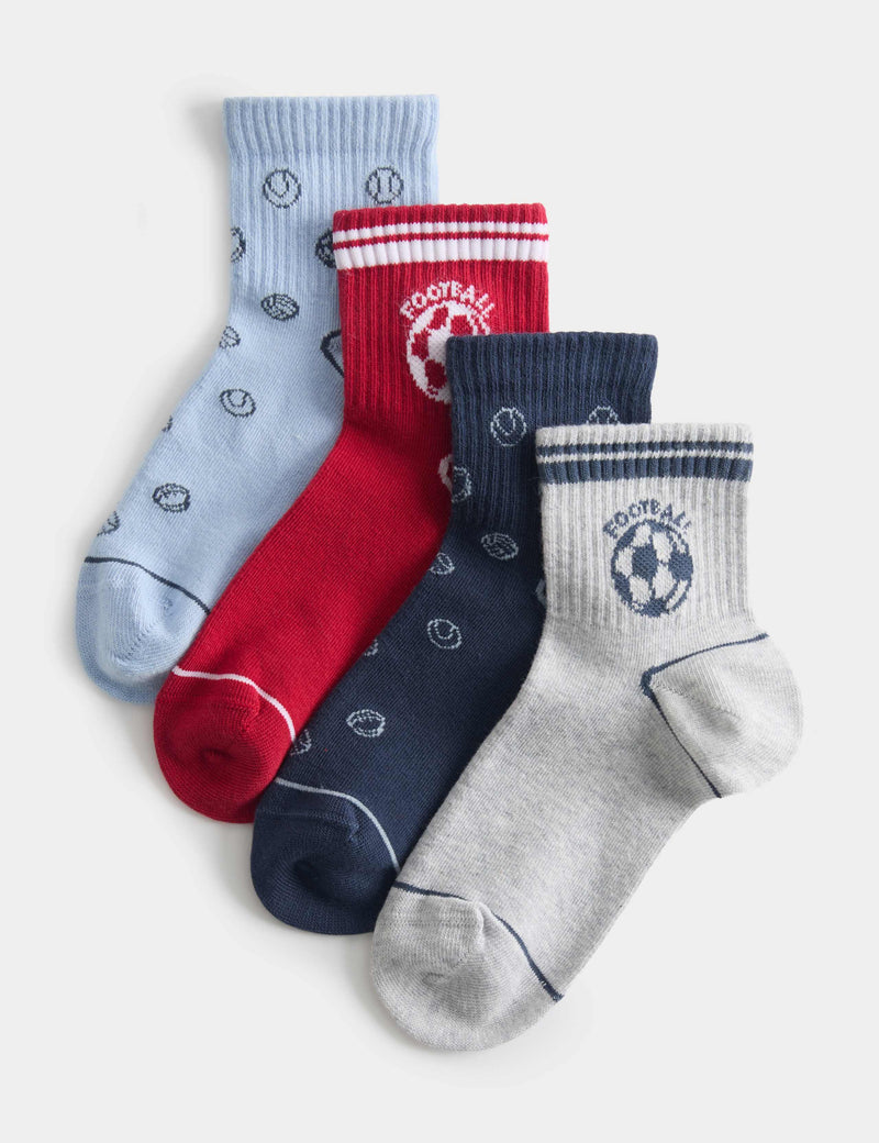 Cotton rich football socks 4 pack sizes 6-7, imported from the UK