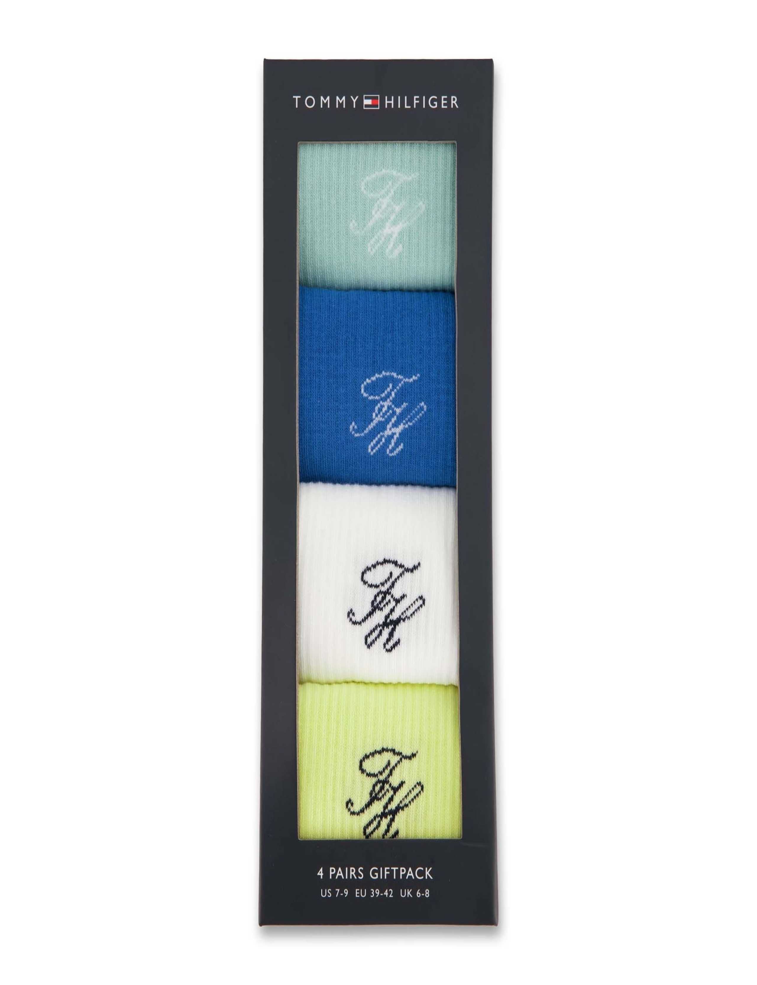 Tommy Hilfiger Monogramm Baumwollreiche Socken 4er-Pack - Britisches Produkt