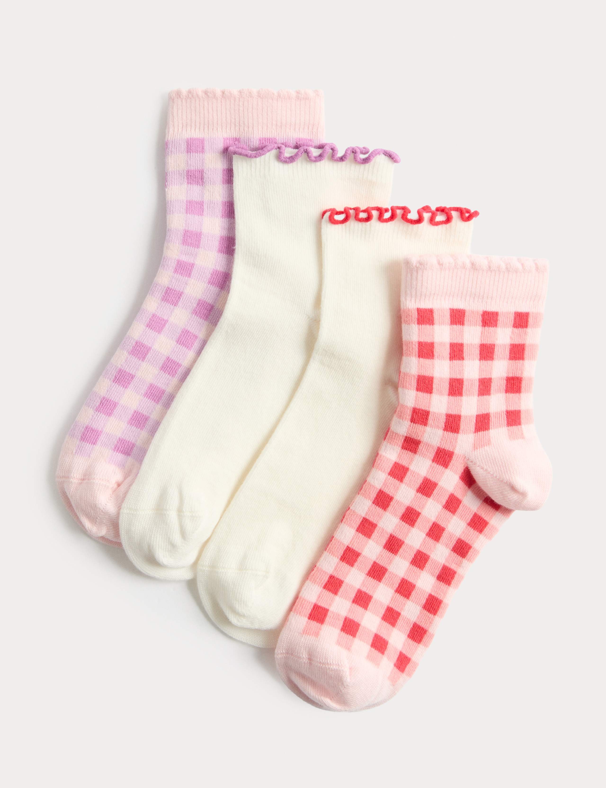 4 pack pastel and gingham socks for kids - British product