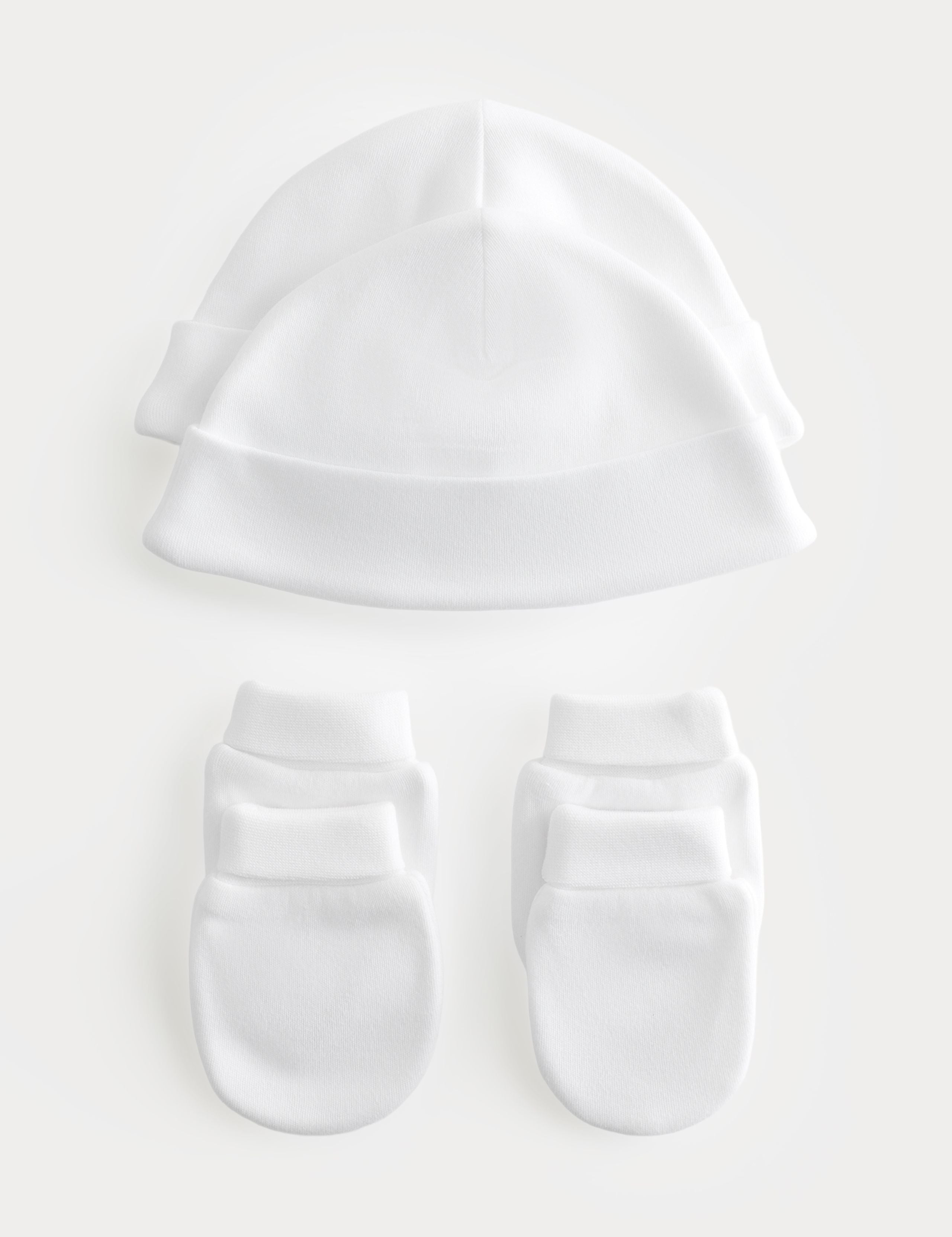 Pure cotton hat and mittens set for newborns - British product