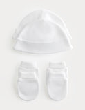 Pure cotton hat and mittens set for newborns - British product
